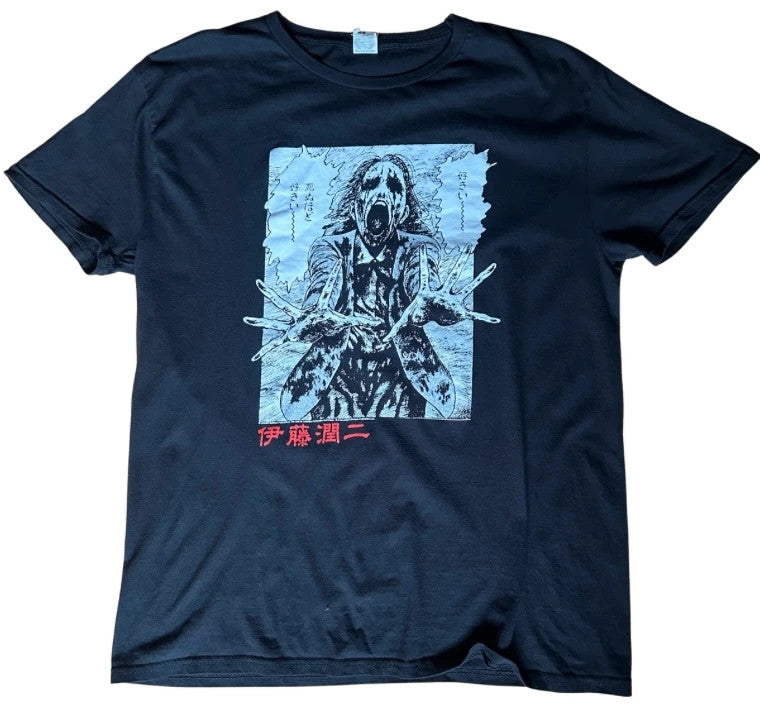 Junji Ito Horror Manga T Shirt Large Black Anime Tee 17x26