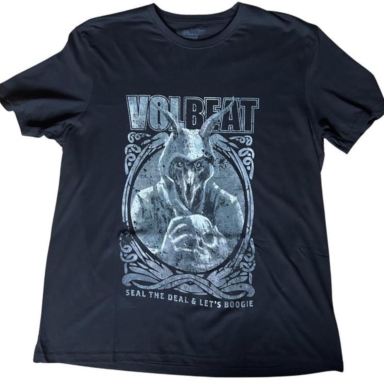 Volbeat graphic tee featuring the “Seal The Deal & Let’s Boogie” artwork with the plague doctor styl