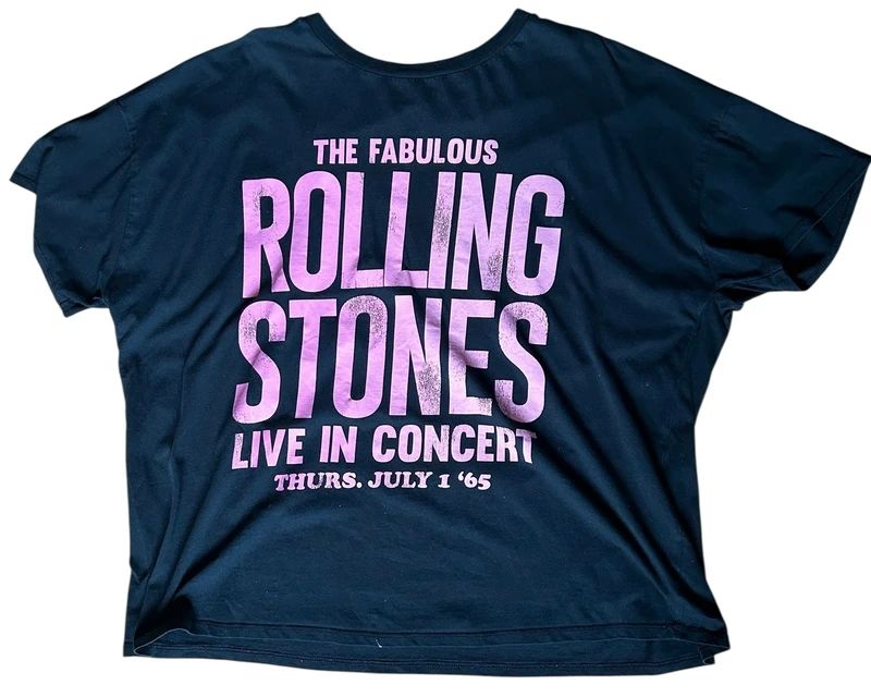 Rolling Stones Tongue Logo Concert T Shirt Womens Large Black Band Tee Double Sided