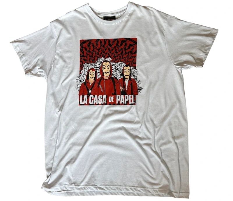 La Casa De Papel Money Heist T Shirt Large White Netflix TV Show Graphic Tee