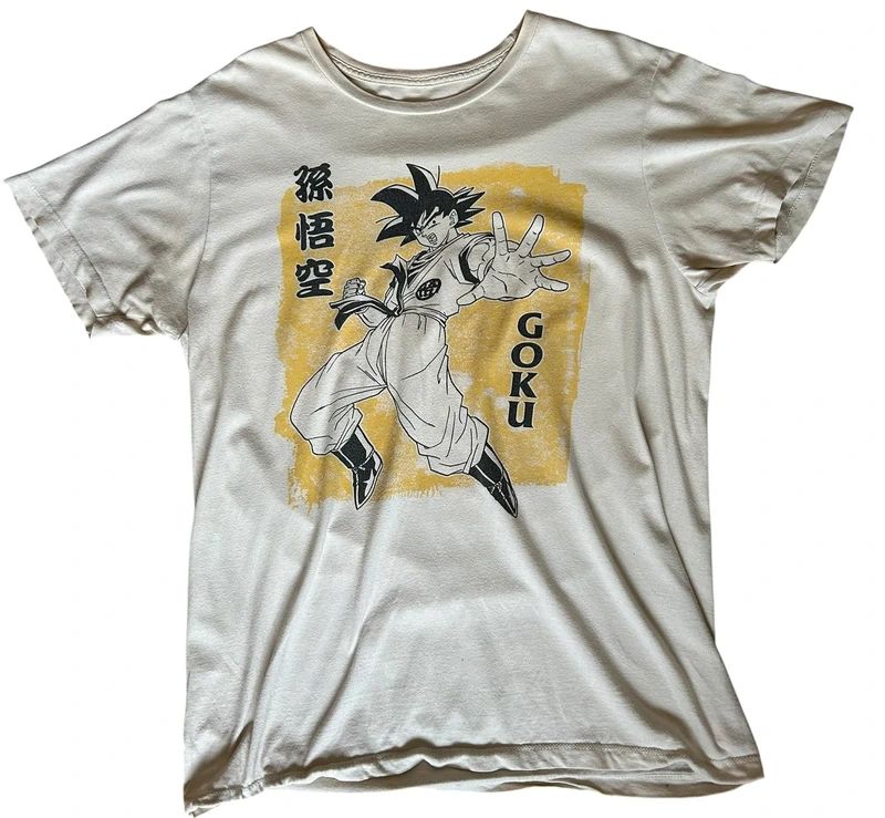 Dragon Ball Z Goku Anime T Shirt Large Official Funimation White Graphic Tee DBZ Manga Japan Cotton