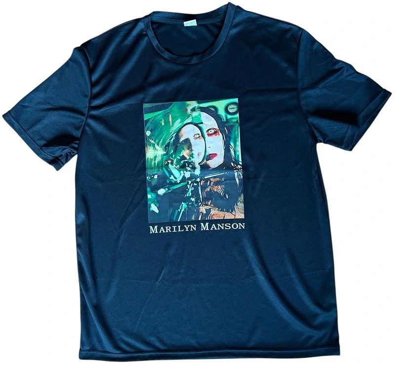 Marilyn Manson band T shirt black graphic alternative metal rock tee polyester size M
