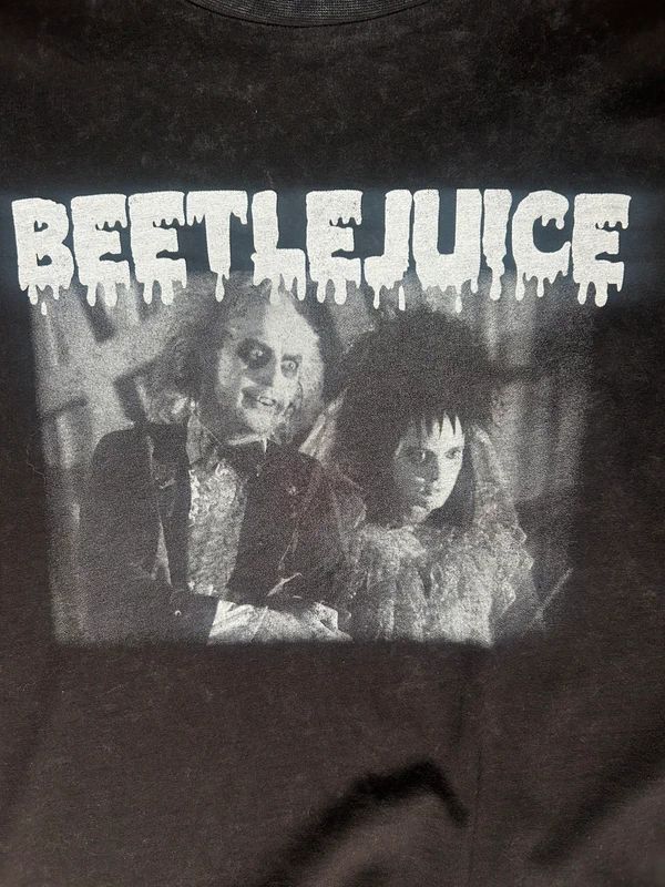 Beetlejuice Movie Graphic T Shirt Mens Medium Black Tim Burton Film Tee Goth Horror