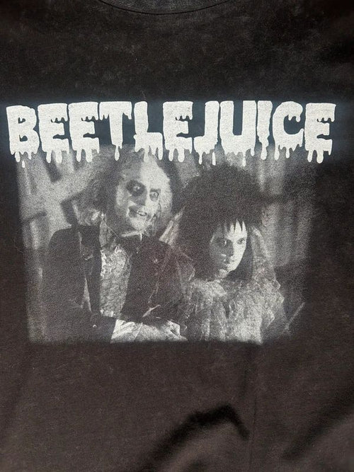 Beetlejuice Movie Graphic T Shirt Mens Medium Black Tim Burton Film Tee Goth Horror