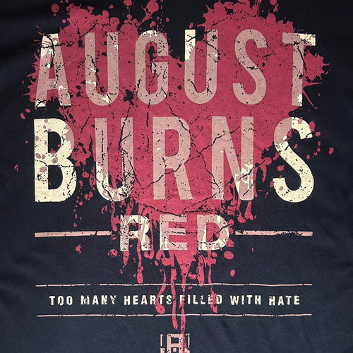 August Burns Red graphic tee featuring bold front print with the paint splatter design and “Too Many