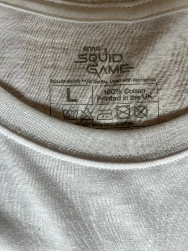 Squid Game Doll T Shirt Large White Netflix Graphic Tee Korean Series