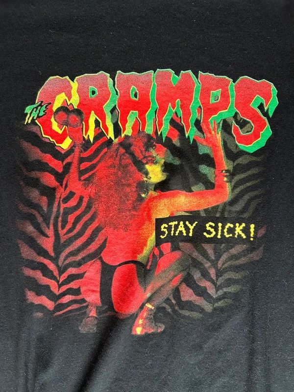 The Cramps Stay Sick Graphic Band T Shirt Black Mens Large Psychobilly Punk Tee
