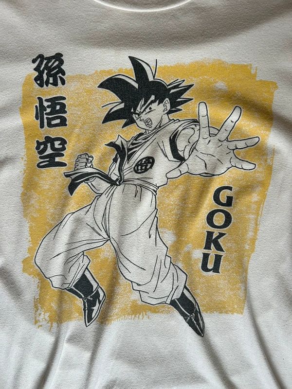 Dragon Ball Z Goku Anime T Shirt Large Official Funimation White Graphic Tee DBZ Manga Japan Cotton