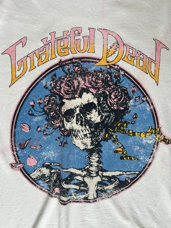 Grateful Dead Skull Roses T Shirt Medium White Band Graphic Tee