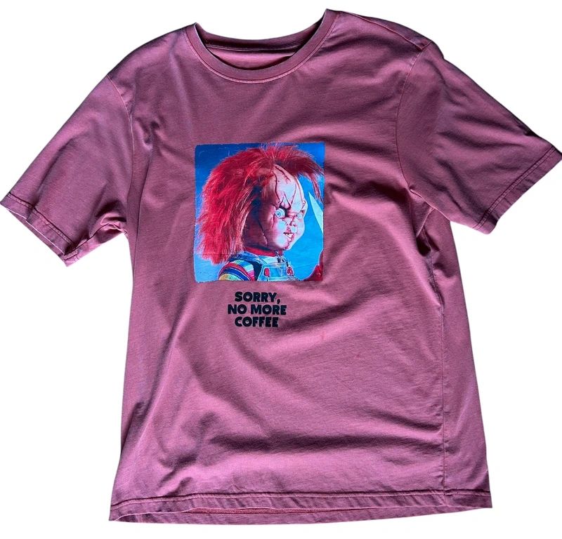 Chucky Childs Play Graphic T Shirt Mens Medium Pink Horror Movie Tee