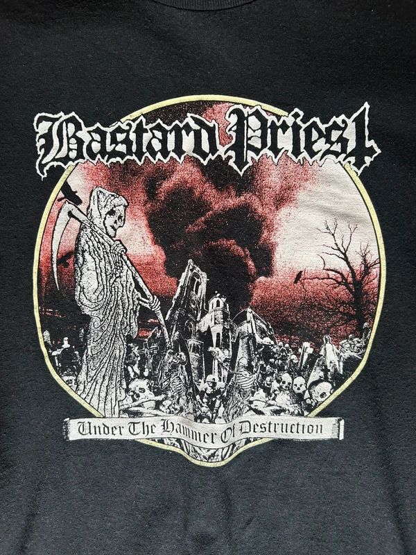 Bastard Priest Under The Hammer Of Destruction Band T Shirt Black Cotton Death Metal Tee M