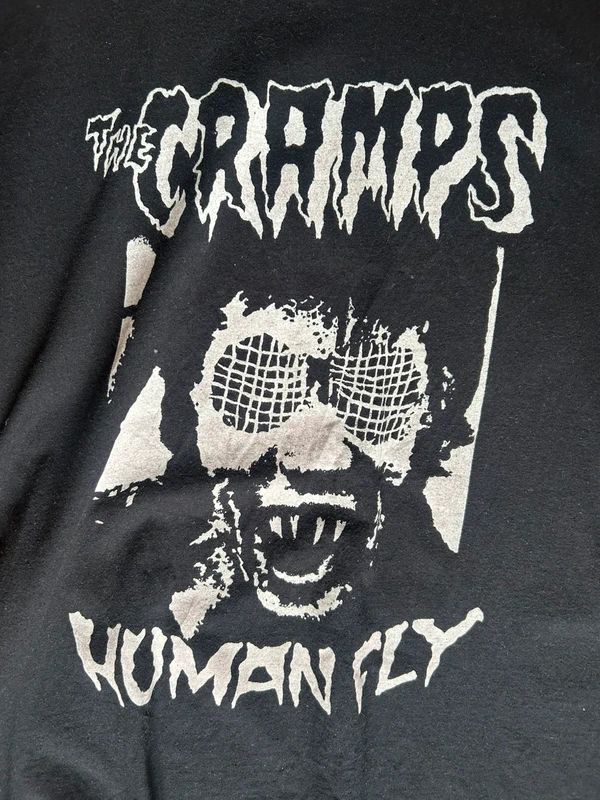The Cramps Human Fly Band T Shirt Psychobilly Punk Horror Graphic Black Cotton Tee L