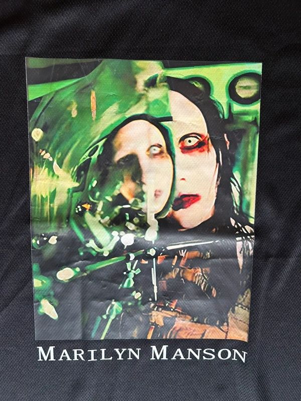Marilyn Manson band T shirt black graphic alternative metal rock tee polyester size M