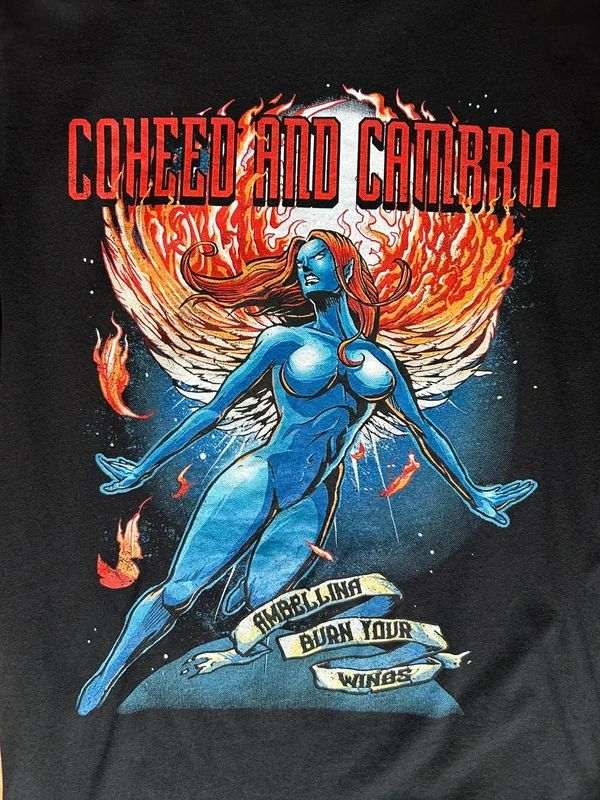 Coheed And Cambria Band T Shirt Mens Small Black Burning Your Wings Graphic