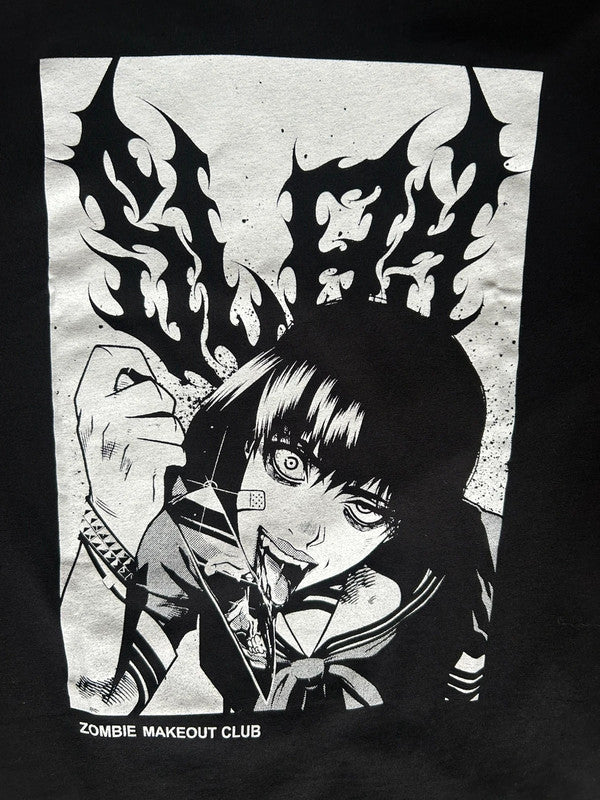 Zombie Makeout Club Anime Graphic T Shirt Small Black 17x27