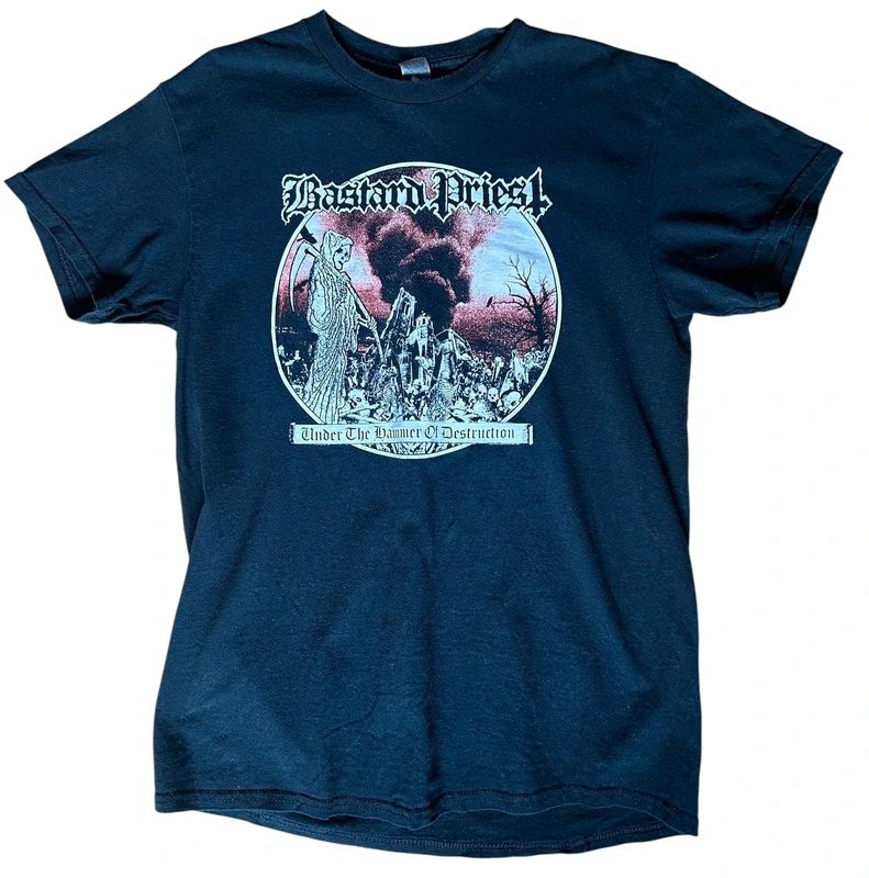 Bastard Priest Under The Hammer Of Destruction Band T Shirt Black Cotton Death Metal Tee M
