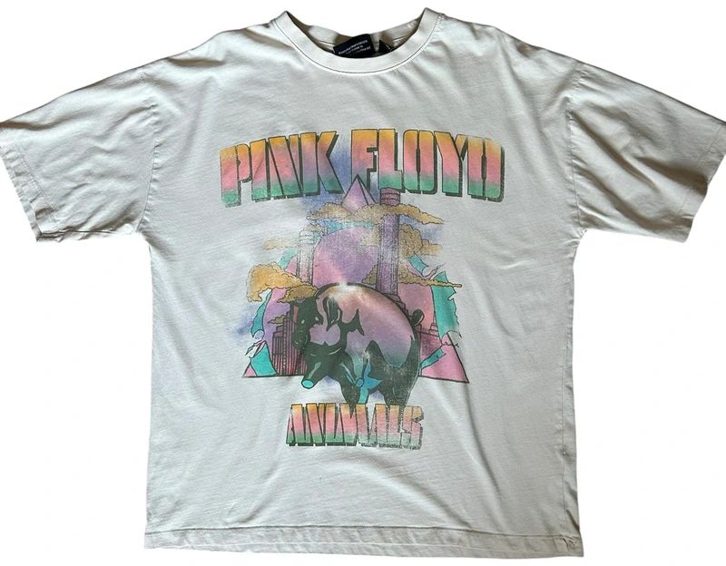 Pink Floyd Animals Band T Shirt XS Official Album Graphic Rock Tee Cream Vintage Style