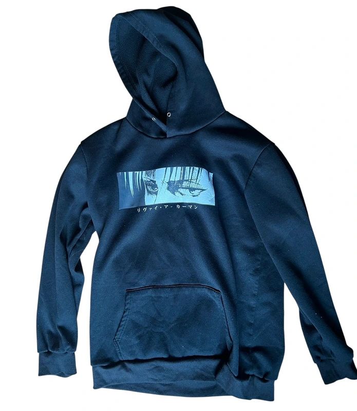 Levi Ackerman Anime Graphic Hoodie Attack On Titan Black Pullover Sweatshirt Medium