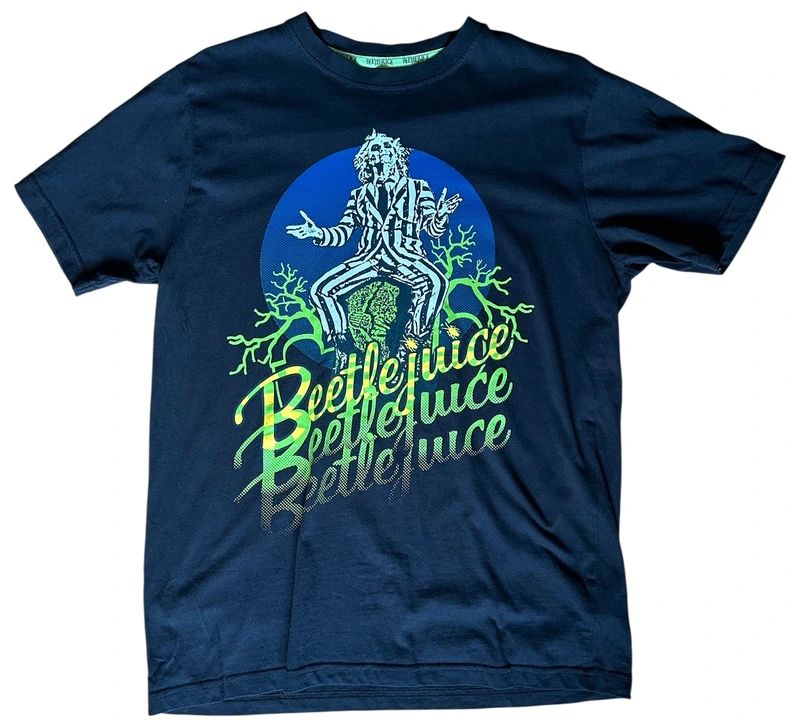 Beetlejuice Movie Graphic T Shirt Mens XS Black Tim Burton Film Tee