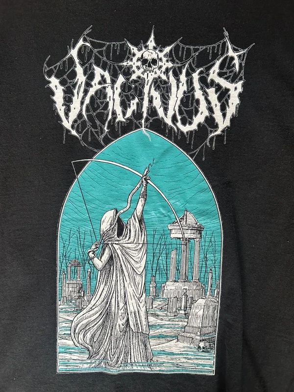 Vacivus Death Metal Band T Shirt Occult Ruins Graphic Black Cotton Tee Medium Underground Metal UKDM