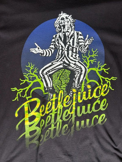 Beetlejuice Movie Graphic T Shirt Mens XS Black Tim Burton Film Tee