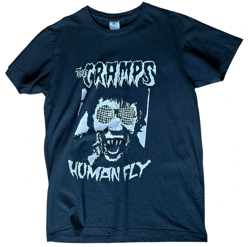 The Cramps Human Fly Band T Shirt Psychobilly Punk Horror Graphic Black Cotton Tee L
