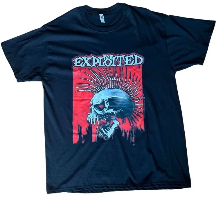 The Exploited band T shirt black graphic punk rock skull tee size L