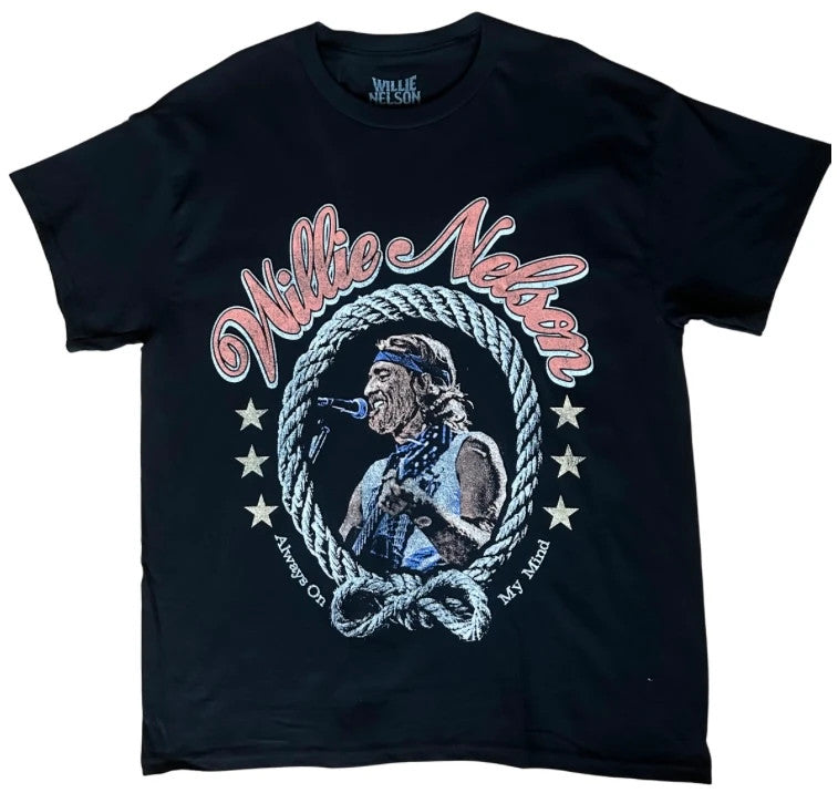 Willie Nelson Graphic Band T Shirt Black Small Country Music Tee