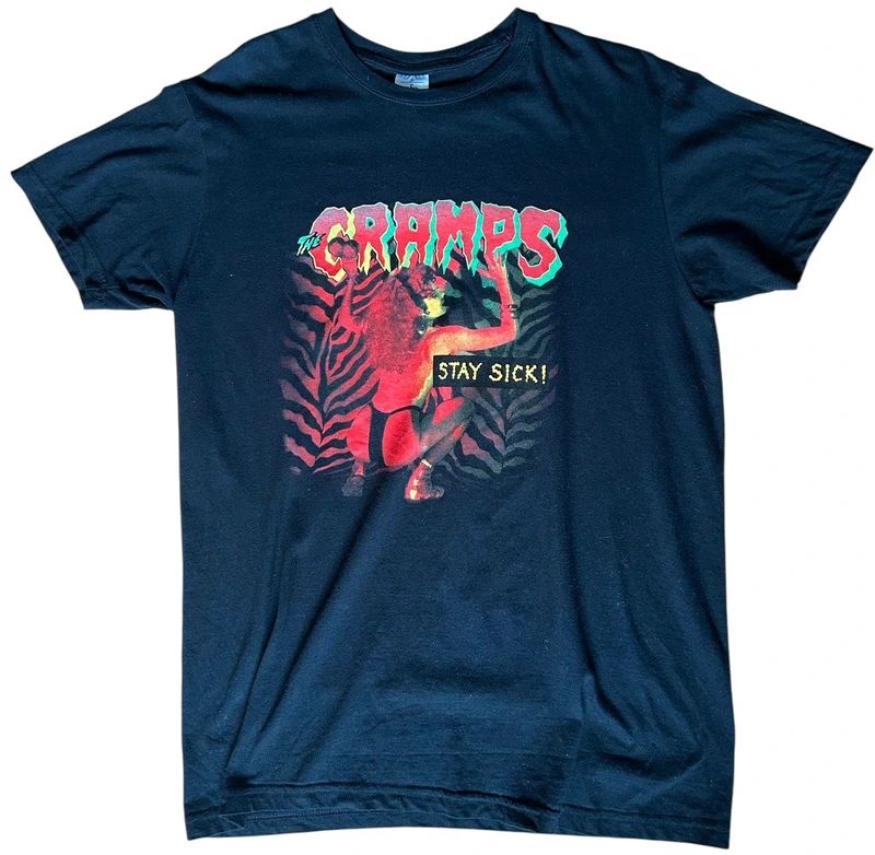 The Cramps Stay Sick Graphic Band T Shirt Black Mens Large Psychobilly Punk Tee