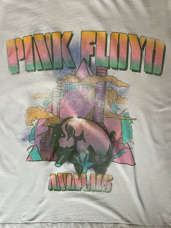 Pink Floyd Animals Band T Shirt XS Official Album Graphic Rock Tee Cream Vintage Style