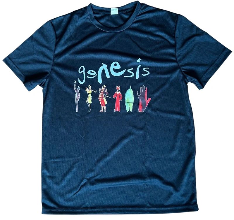 Genesis band T shirt black graphic progressive rock music tee polyester size S