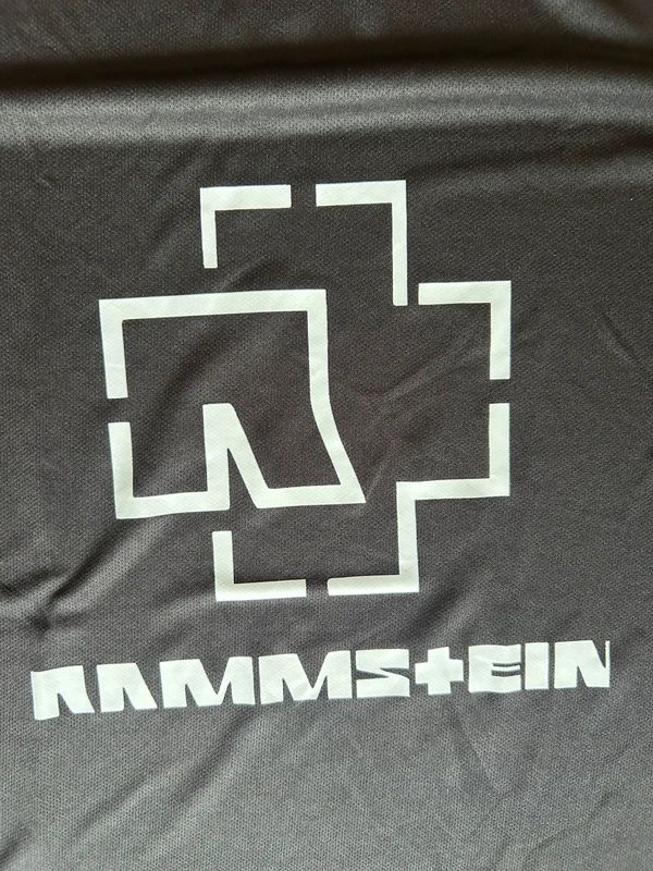 Rammstein band T shirt black graphic industrial metal logo tee polyester size M