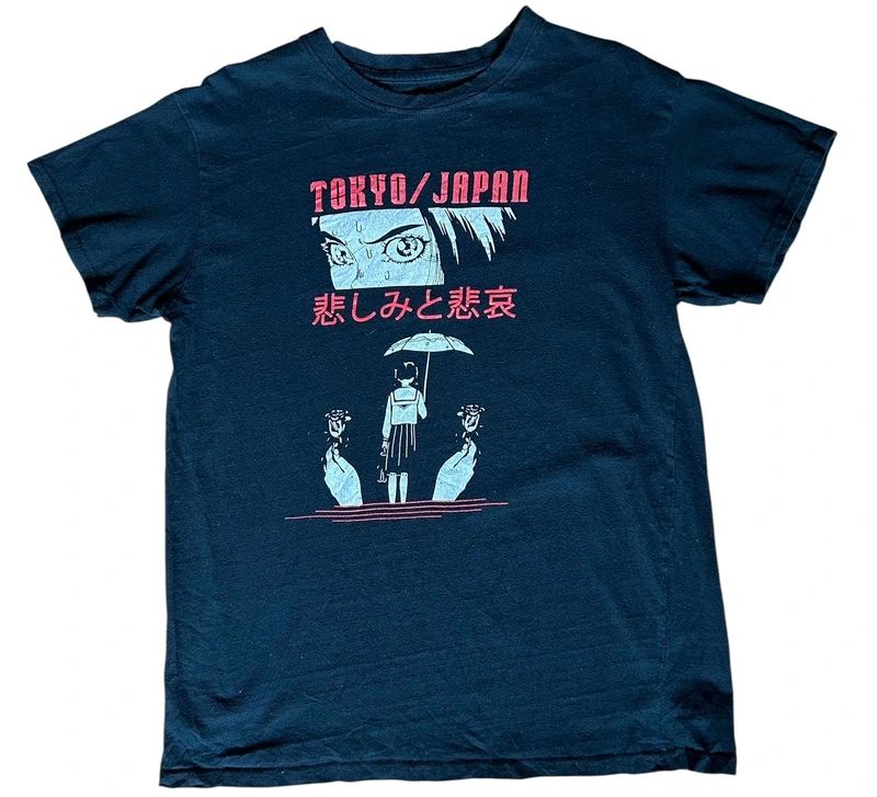 Tokyo Japan Anime Graphic T Shirt Mens Medium Black Manga Style