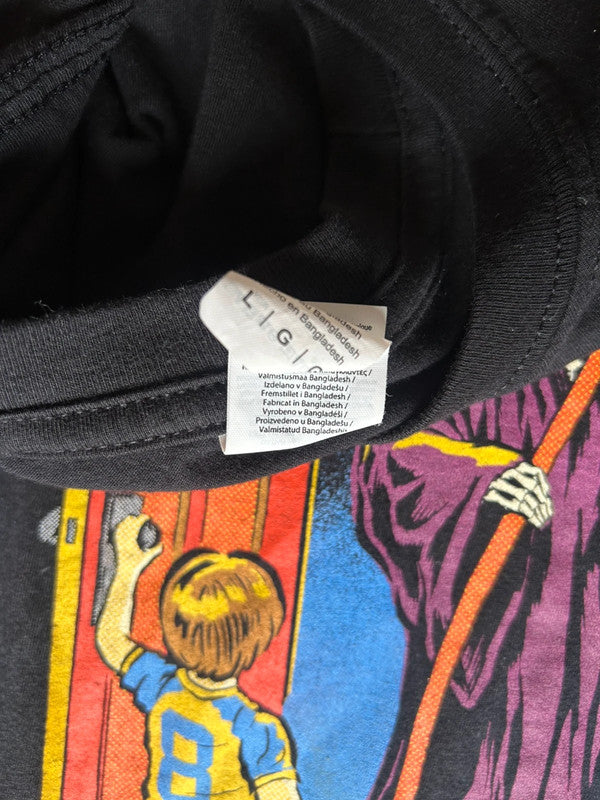 Timmy Has A Visitor T Shirt Large Horror Graphic Tee Dark Humour Print 19x31