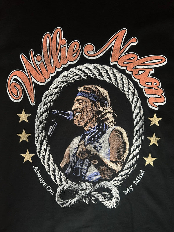 Willie Nelson Graphic Band T Shirt Black Small Country Music Tee