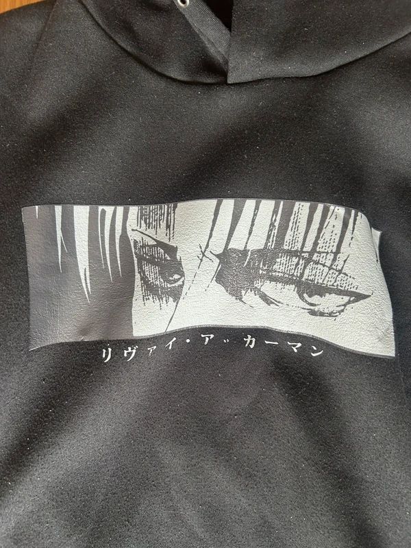 Levi Ackerman Anime Graphic Hoodie Attack On Titan Black Pullover Sweatshirt Medium